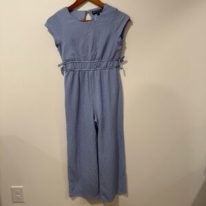 Three Hearts Light Blue Textured Jumpsuit